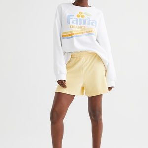 H&M LIGHT YELLOW TERRY SHORTS IN SIZE XL